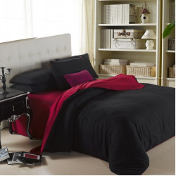 Двуцветно спално бельо от 100% памук ранфорс (бордо/черно) от StyleZone