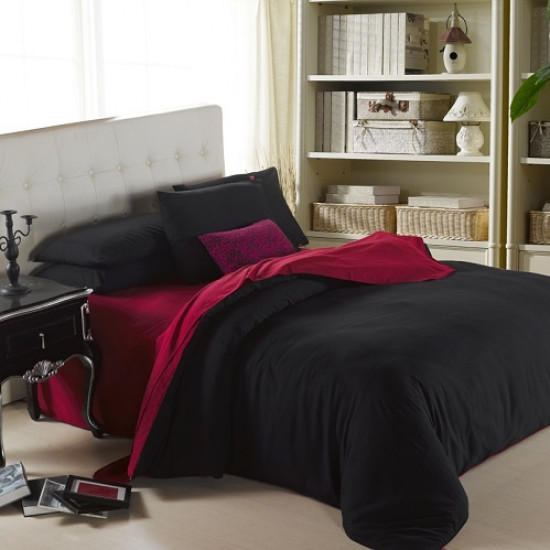 Двуцветно спално бельо от 100% памук ранфорс (бордо/черно) от StyleZone