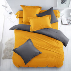 Двуцветно спално бельо от 100% памук ранфорс (патешко жълто/графит) от StyleZone