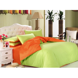 Двуцветно спално бельо от 100% памук ранфорс (лайм/оранж) от StyleZone
