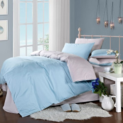 Двуцветно спално бельо от 100% памук ранфорс (светлосиньо/сиво) от StyleZone