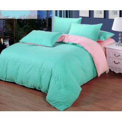 Двуцветно спално бельо от 100% памук ранфорс (цвят мента/ светлорозово) от StyleZone