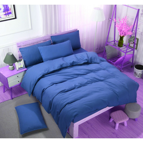 Едноцветно спално бельо със завивка -  ТЪМНОСИНЬО от StyleZone