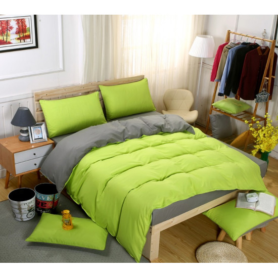 Двуцветно спално бельо със завивка (зелено/графит) от StyleZone