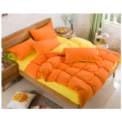 Двуцветно спално бельо със завивка (оранж/патешко жълто) от StyleZone