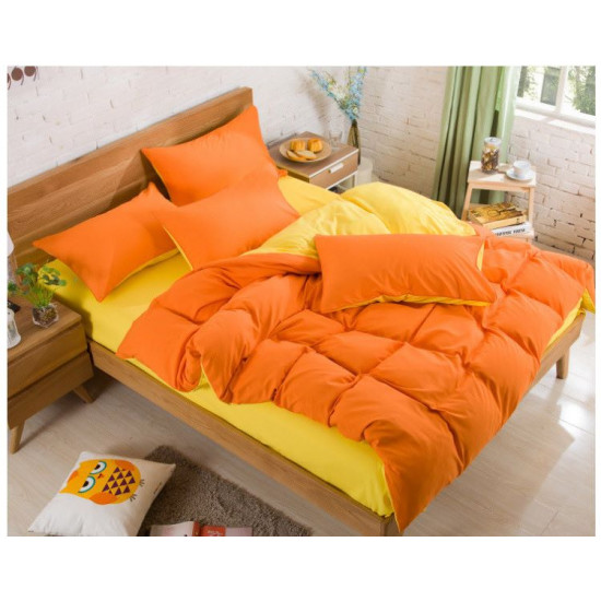 Двуцветно спално бельо със завивка (оранж/патешко жълто) от StyleZone