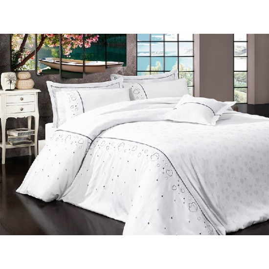 Вип спално  бельо  от висококачествен сатениран памук -Diana beyaz от StyleZone