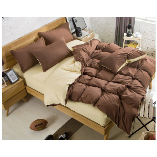 Двуцветно спално бельо със завивка (кафяв/крем) от StyleZone