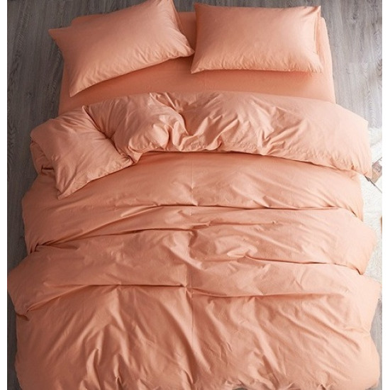 Едноцветно спално бельо от 100% памук ранфорс - ЦВЯТ СЬОМГА от StyleZone