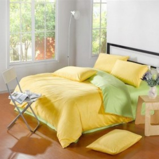 Двуцветно спално бельо от 100% памук ранфорс (зелено/жълто) от StyleZone
