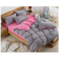 Двуцветно спално бельо със завивка (графит/ бейби розово) от StyleZone