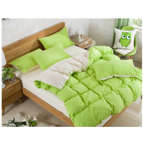 Двуцветно спално бельо със завивка (лайм/екрю) от StyleZone