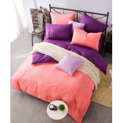 Двуцветно спално бельо от 100% памук ранфорс (цвят сьомга/лила) от StyleZone