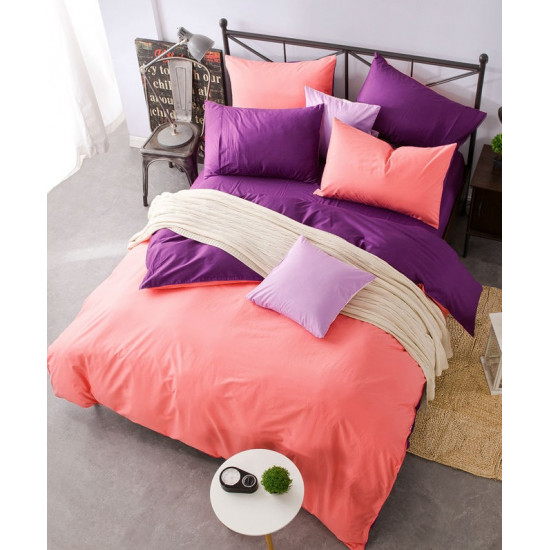 Двуцветно спално бельо от 100% памук ранфорс (цвят сьомга/лила) от StyleZone