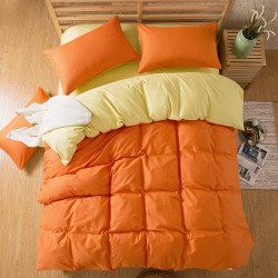 Двуцветно спално бельо със завивка (оранж/екрю) от StyleZone