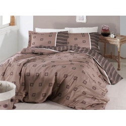 Луксозно спално бельо от сатениран памук- Ares Kahve от StyleZone