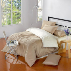 Двуцветно спално бельо от 100% памук ранфорс (капучино/крем) от StyleZone