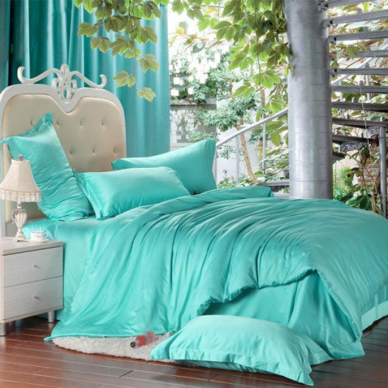 Едноцветно спално бельо от памучен сатен - ЦВЯТ МЕНТА от StyleZone