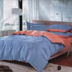 Двуцветно спално бельо от 100% памук ранфорс (цвят сьомга/светлосиньо) от StyleZone