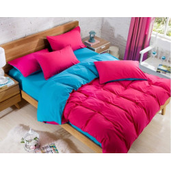 Двуцветно спално бельо със завивка (морско/ циклама) от StyleZone
