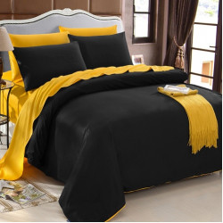 Двуцветно спално бельо от 100% памук (черно/светло жълто) от StyleZone