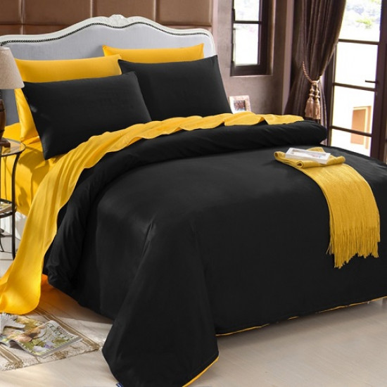 Двуцветно спално бельо от 100% памук (черно/светло жълто) от StyleZone