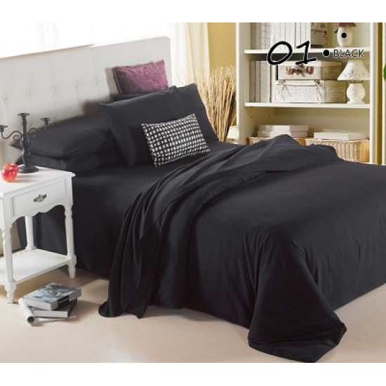 Едноцветно спално бельо от памучен сатен - ЧЕРНО от StyleZone