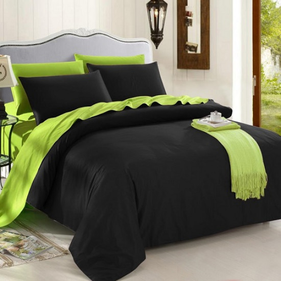 Двуцветно спално бельо от 100% памук (черно/лайм) от StyleZone