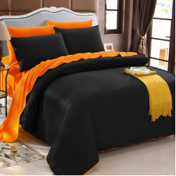Двуцветно спално бельо от 100% памук (черно/оранж) от StyleZone