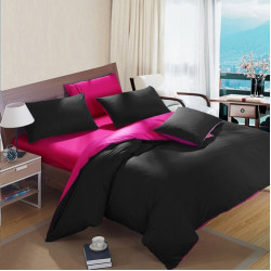 Двуцветно спално бельо от 100% памук (черно/циклама) от StyleZone