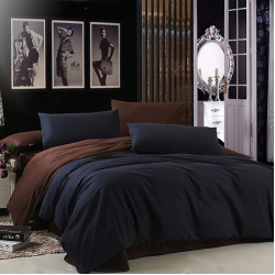 Двуцветно спално бельо от 100% памук (черно/тъмнокафяво) от StyleZone