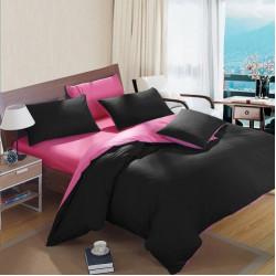 Двуцветно спално бельо от 100% памук (черно/бейби розово) от StyleZone