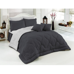 Двуцветно спално бельо със завивка (черно/сиво) от StyleZone