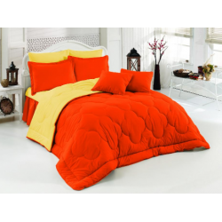 Двуцветно спално бельо със завивка (оранж/патешко) от StyleZone