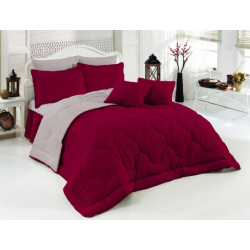Двуцветно спално бельо със завивка (бордо/сиво) от StyleZone