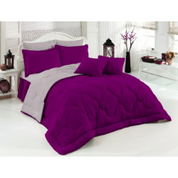 Двуцветно спално бельо със завивка (тъмнолилаво/сиво) от StyleZone