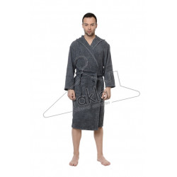 Едноцветен халат за баня 100% памук ритон - ГРАФИТ от StyleZone