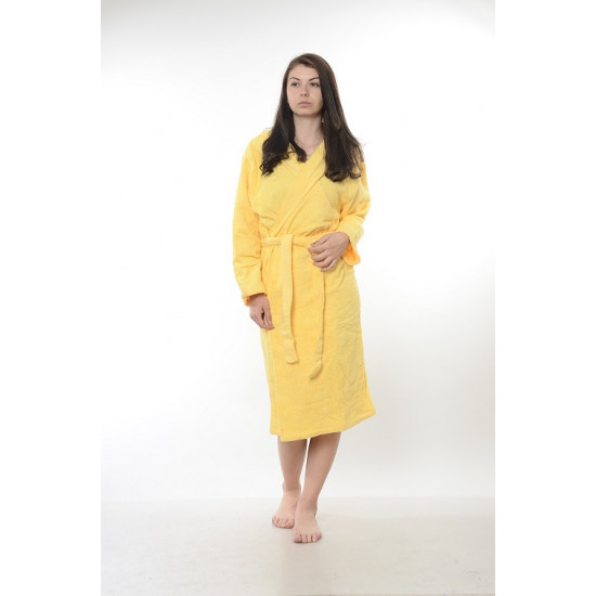 Едноцветен халат за баня 100% памук ритон - ЖЪЛТ от StyleZone