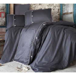 Едноцветно спално бельо от 100% сатениран памук - Pavane V4 Black от StyleZone