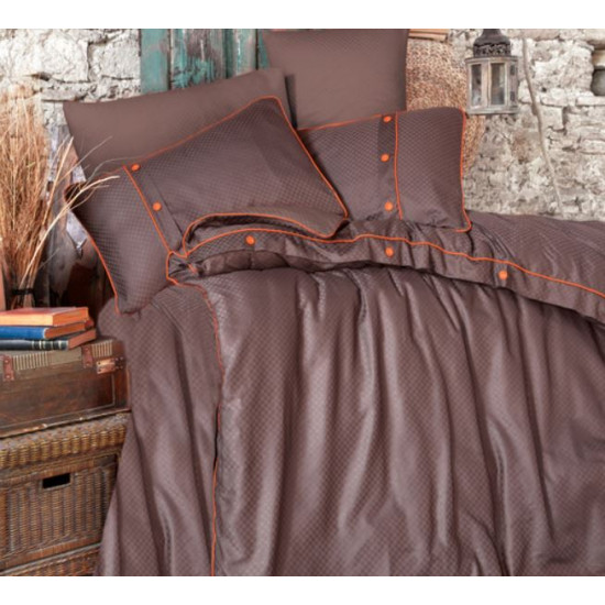 Едноцветно спално бельо от 100% сатениран памук - Pavane V3 Brown от StyleZone