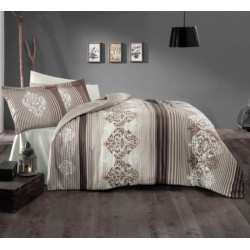 Стилно спално бельо от 100% сатениран памук - Marvella V1 Brown от StyleZone
