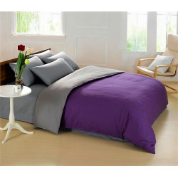Двуцветно спално бельо от 100% памук ранфорс (тъмно лилаво/графитено сиво) от StyleZone