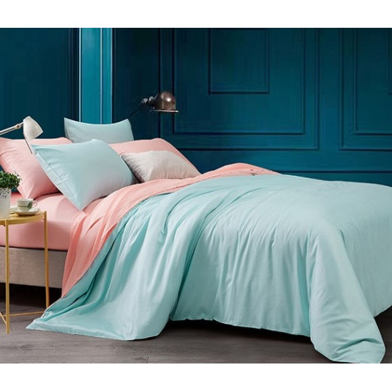 Двуцветно спално бельо от 100% памук ранфорс (светло розово/петрол) от StyleZone