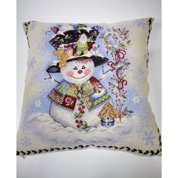 Коледна декоративна възглавница с цип - СНЕЖКО от StyleZone