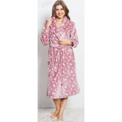 Домашен розов халат на сърчица - полар от StyleZone