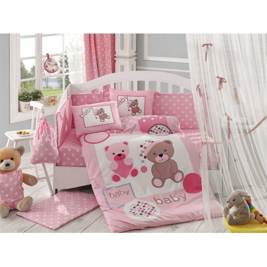 Бебешко спално бельо от 100% памук поплин - PONPON PEMBE от StyleZone