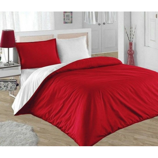 Двуцветно спално бельо 100% памук ранфорс (червено/бяло) от StyleZone