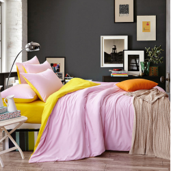 Двуцветно спално бельо от 100% памук ранфорс (бейби розово/жълто) от StyleZone