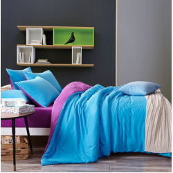 Двуцветно спално бельо от 100% памук ранфорс (лилаво/синьо) от StyleZone