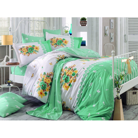 Луксозно спално бельо от 100% памук поплин - ALVIS WATER GREEN от StyleZone
